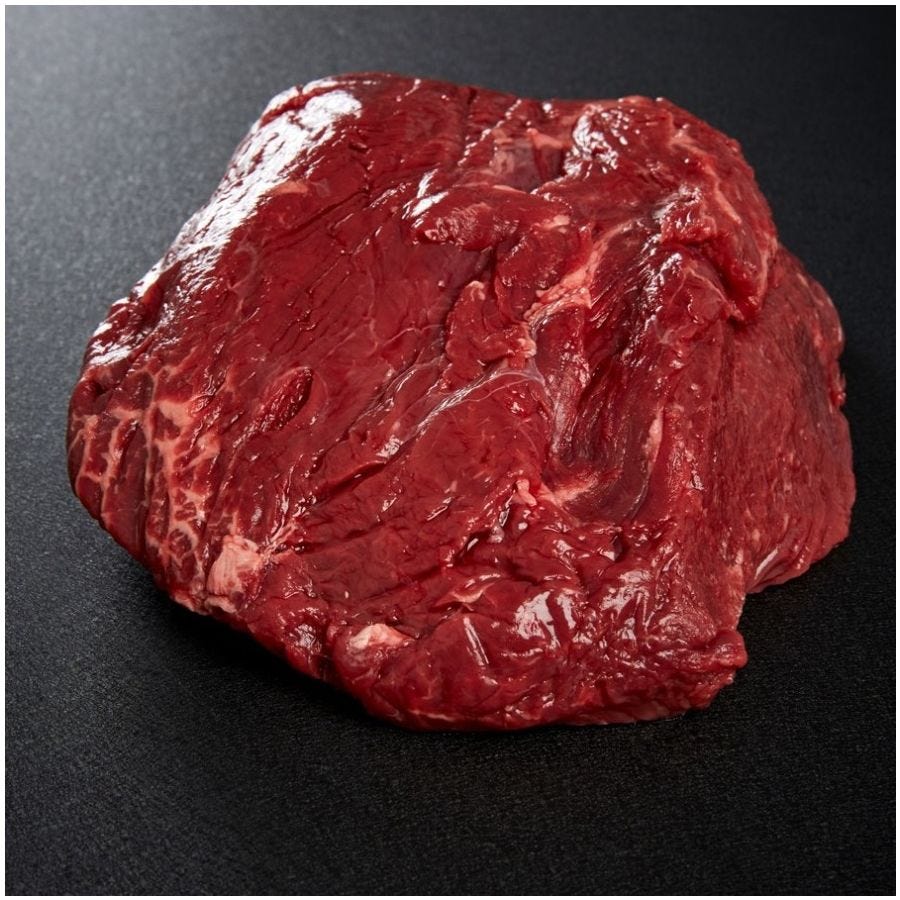 Cœur de rumsteak de bœuf race Limousine patate