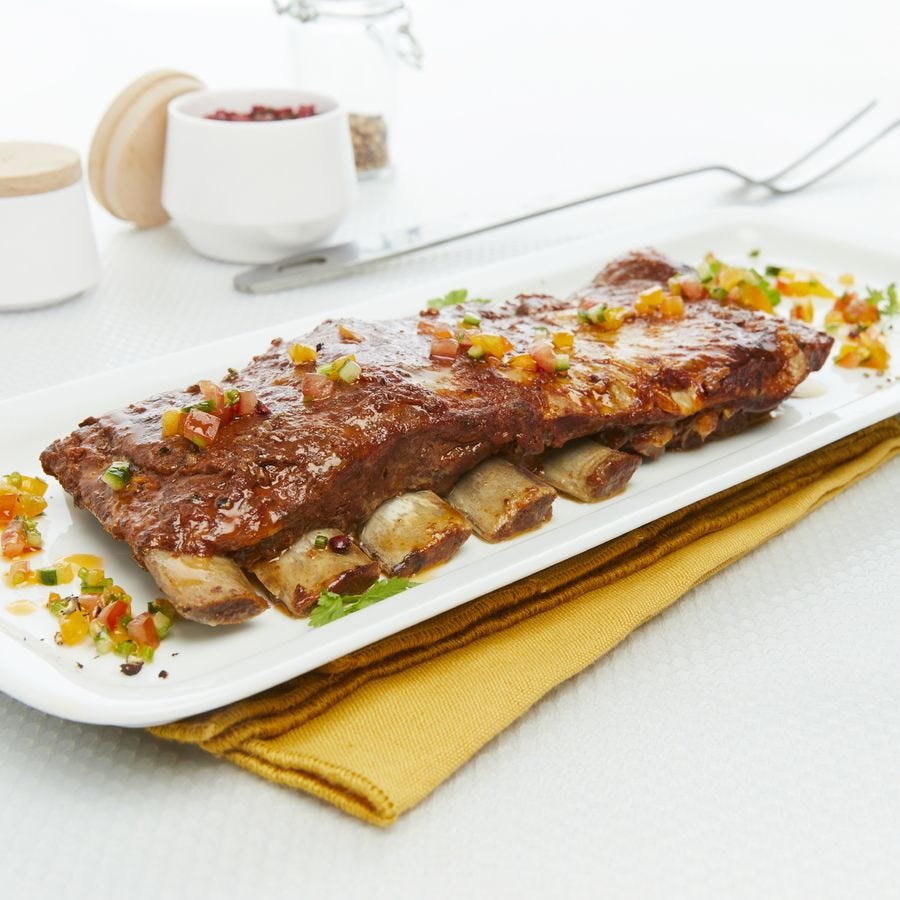 Travers d'agneau mariné aux épices cuit