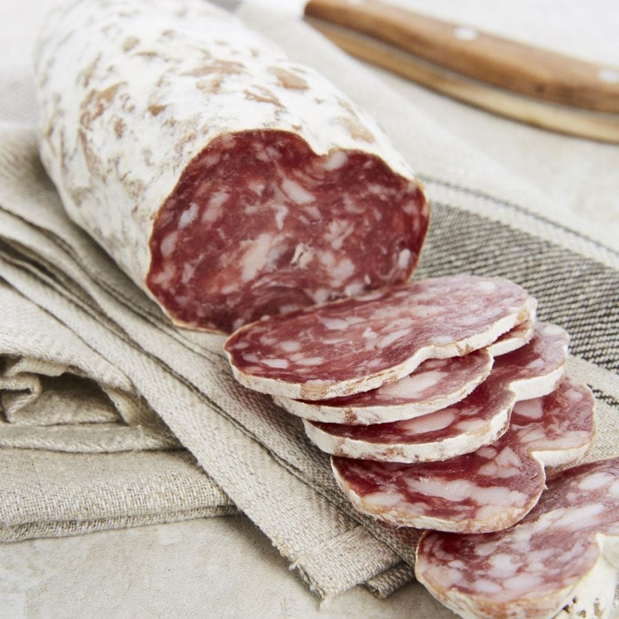 Saucisson sec supérieur pur porc tranché France 