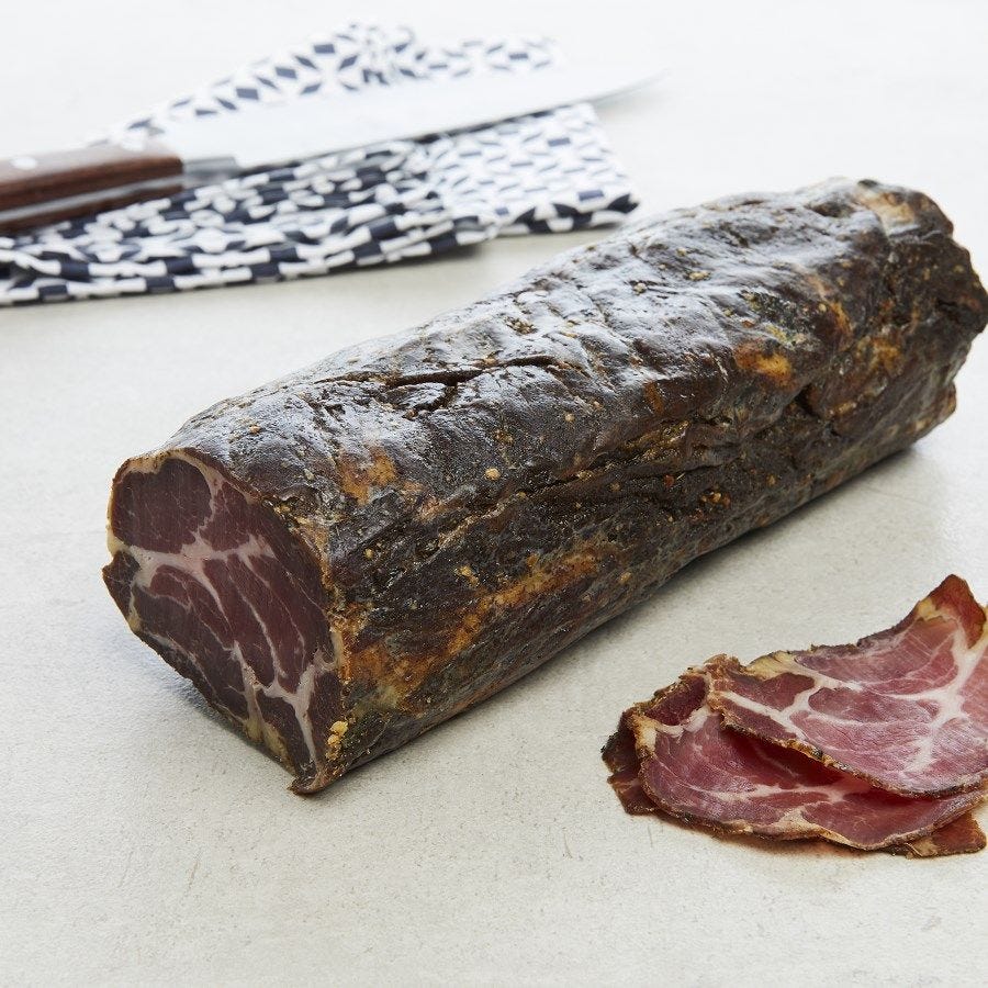 Saucisson sec du marin fumé échine de porc artisanal