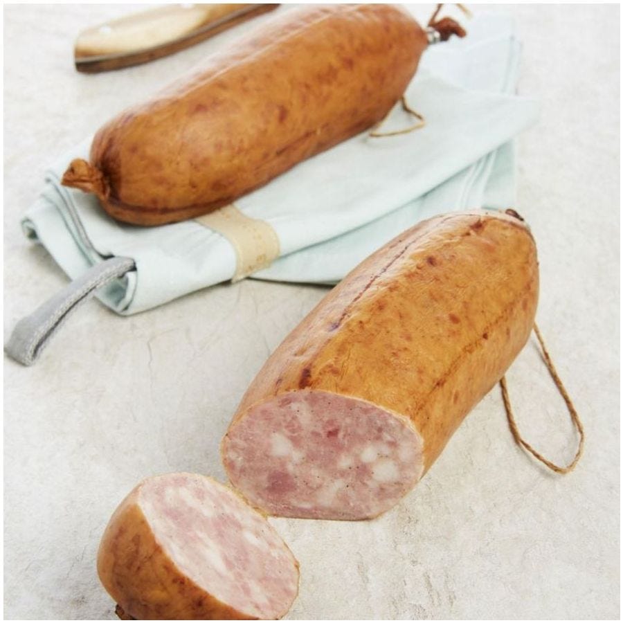 Saucisse cuite chevillée fumée