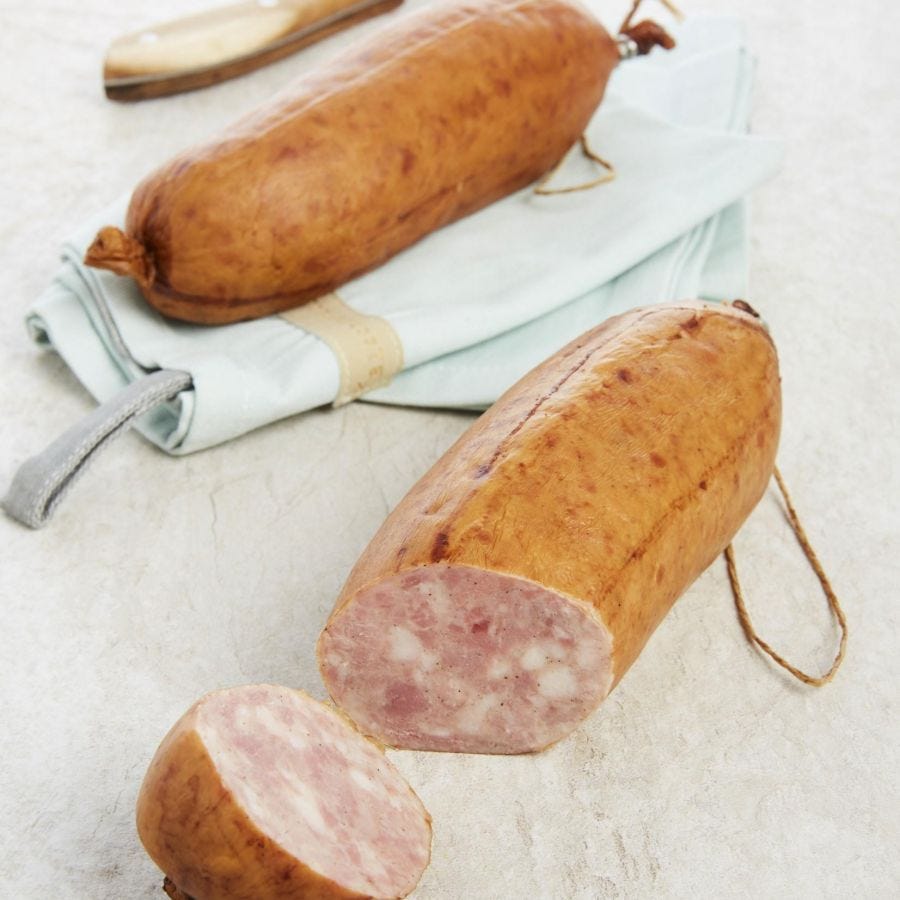 Saucisse cuite chevillée fumée France 