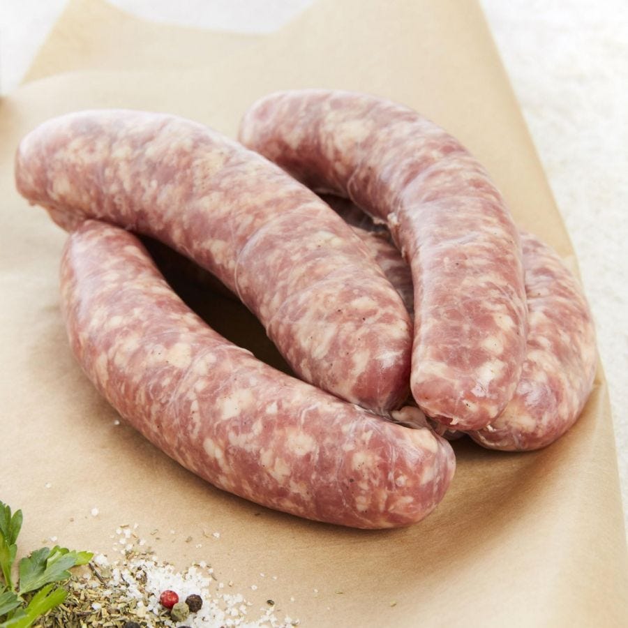 Saucisse ancienne Bleu Blanc Coeur porc breton 100 g