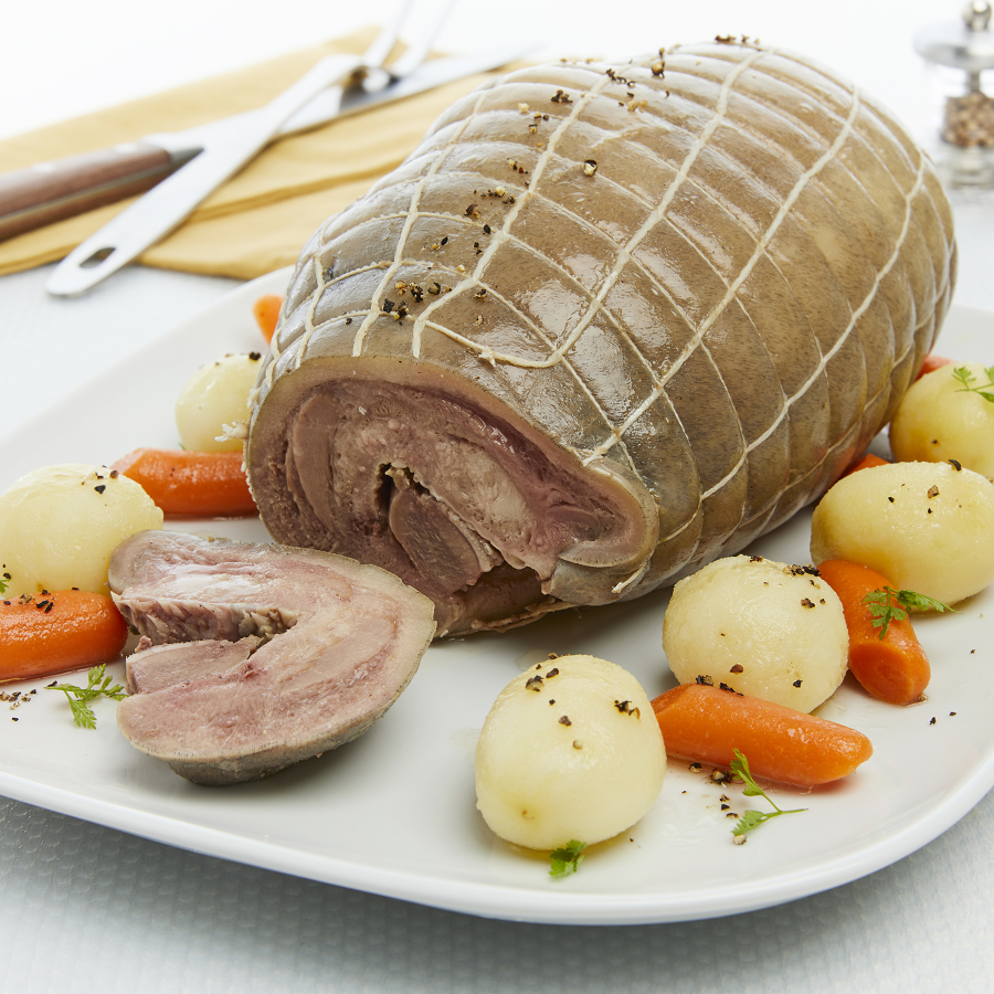 Demi-tête de veau roulée artisanale avec langue cuite