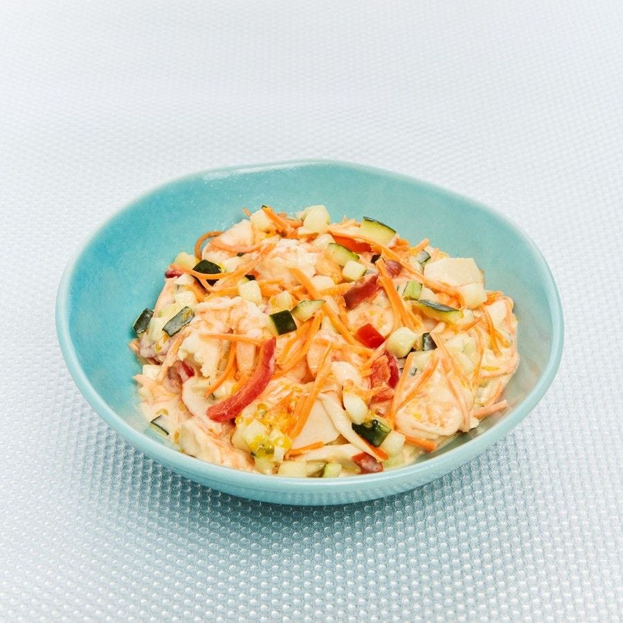 Salade de gambas, surimi et mandarine