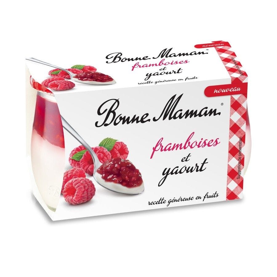 Yaourt brassé à la confiture de framboise