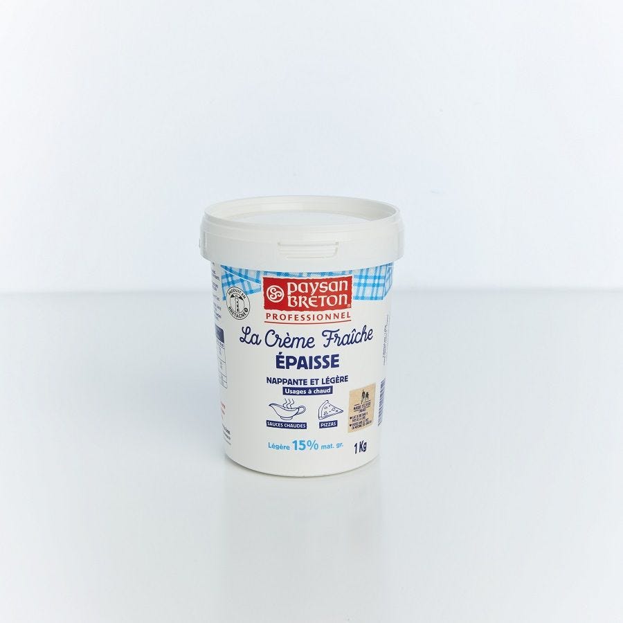 Crème fraîche légère épaisse 15% MG Paysan Breton 1 kg