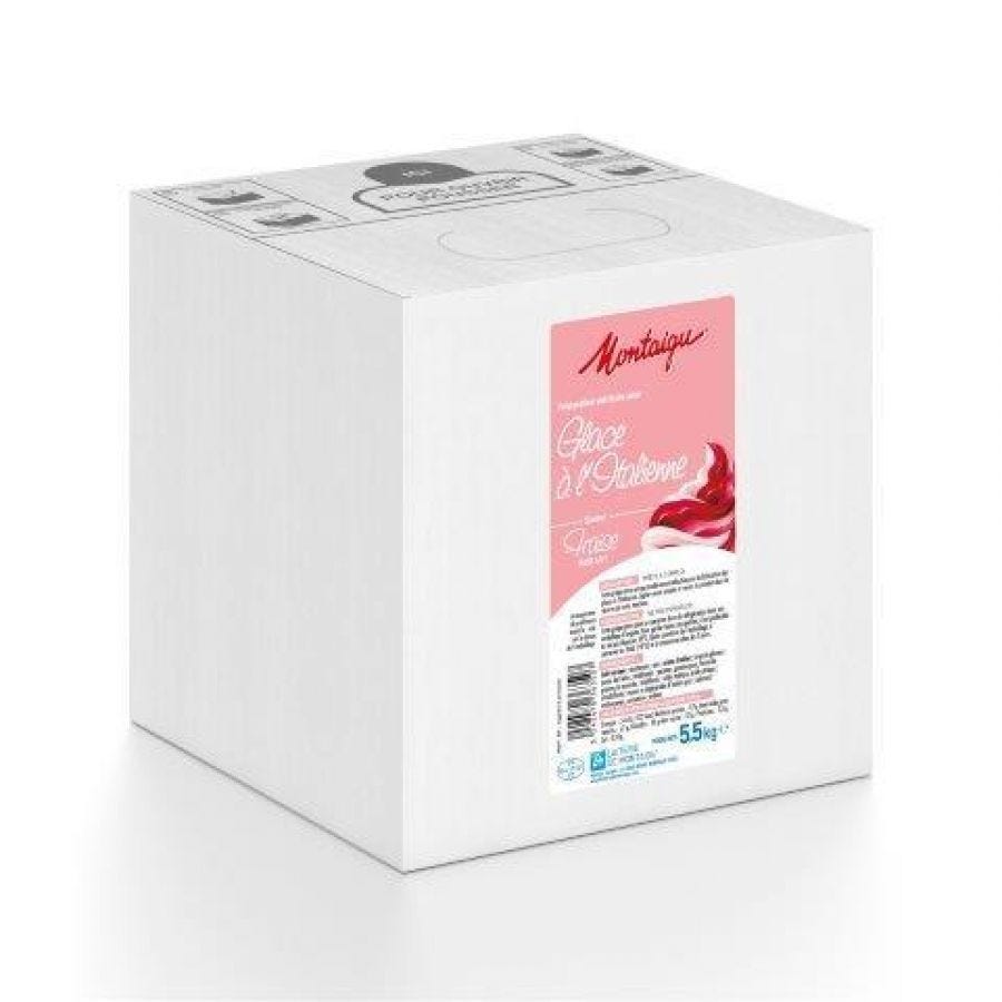 Préparation glace à l'italienne parfum fraise au lait