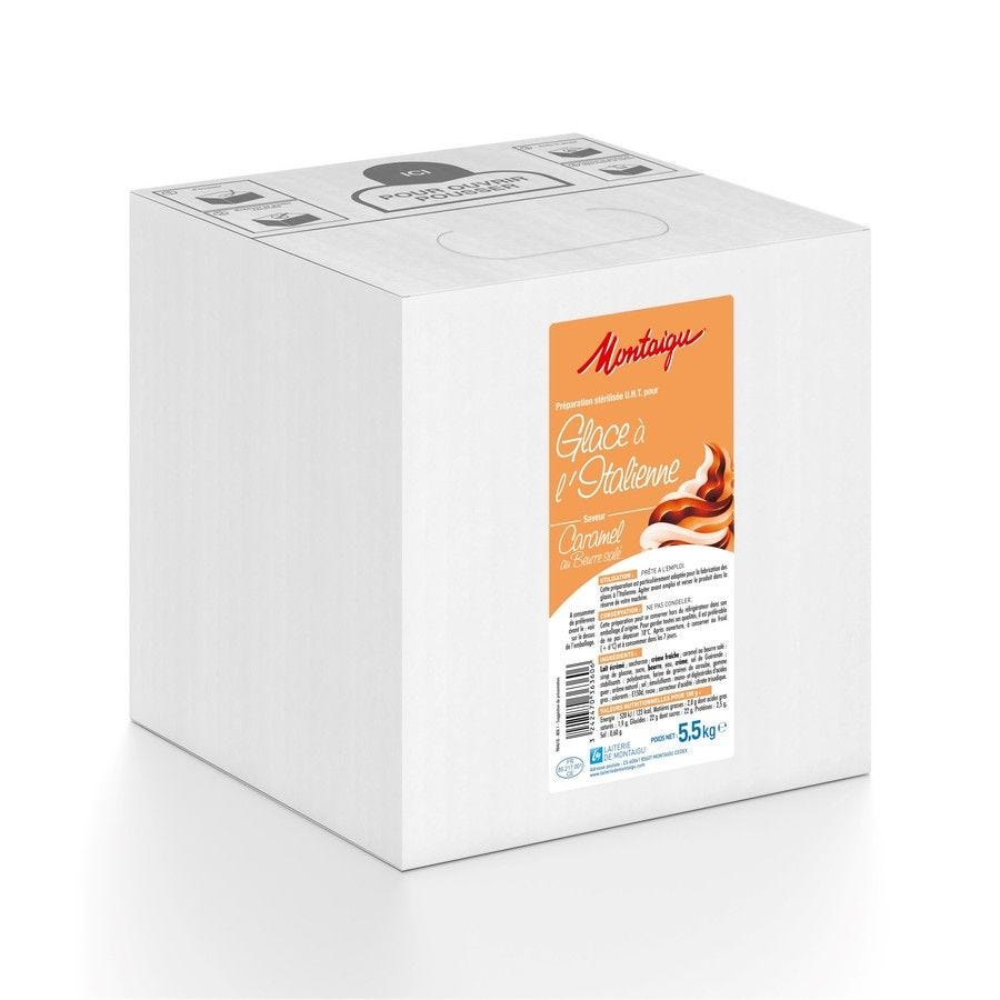 Préparation glace italienne parfum caramel beurre salé