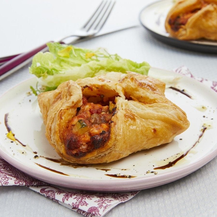 Panier feuilleté au poulet et légumes du soleil