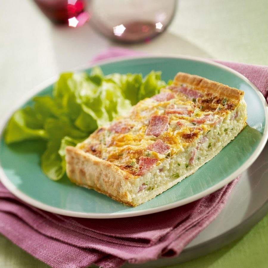 Tarte aux oignons et au jambon teneur réduite en sel
