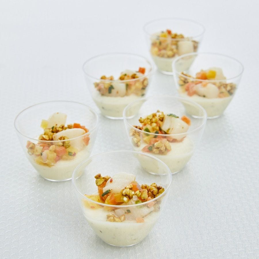 Verrine Saint-Jacques, crème de panais et sarrasin