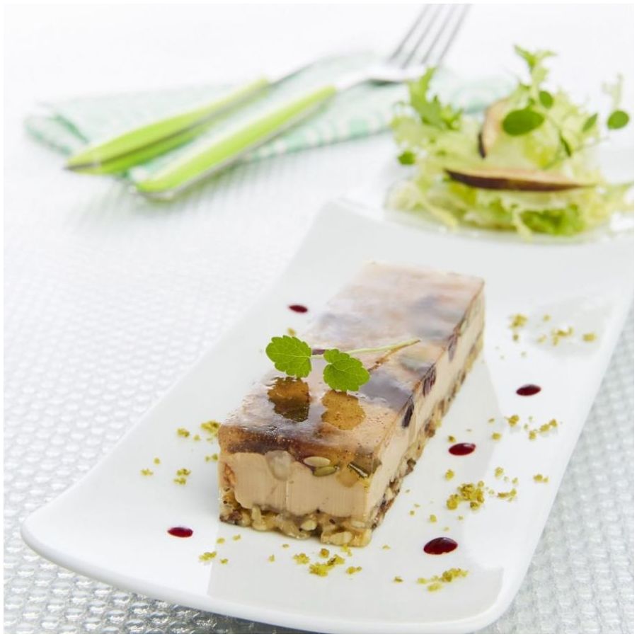 Craquant de bloc de foie gras aux fruits secs