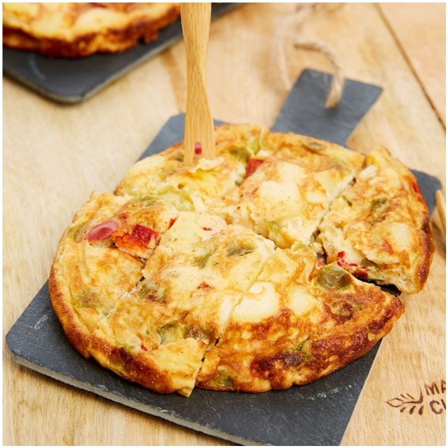 Tortilla de pomme de terre, poivron et oignon