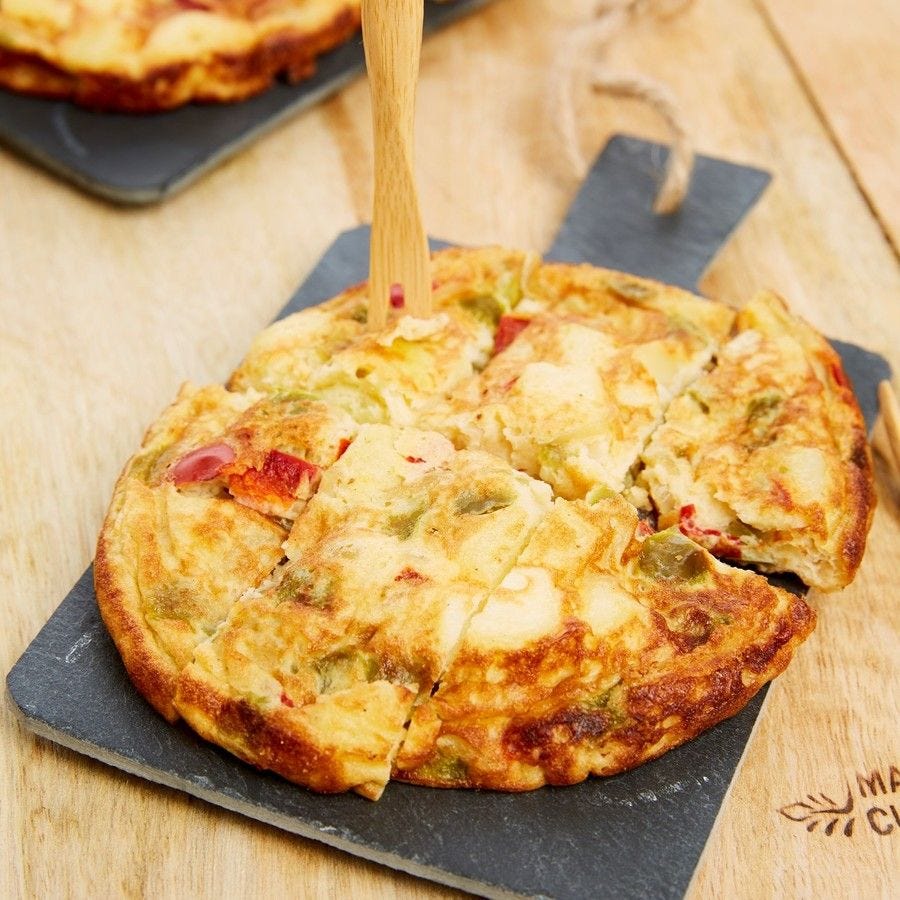 Tortilla de pomme de terre, poivron et oignon