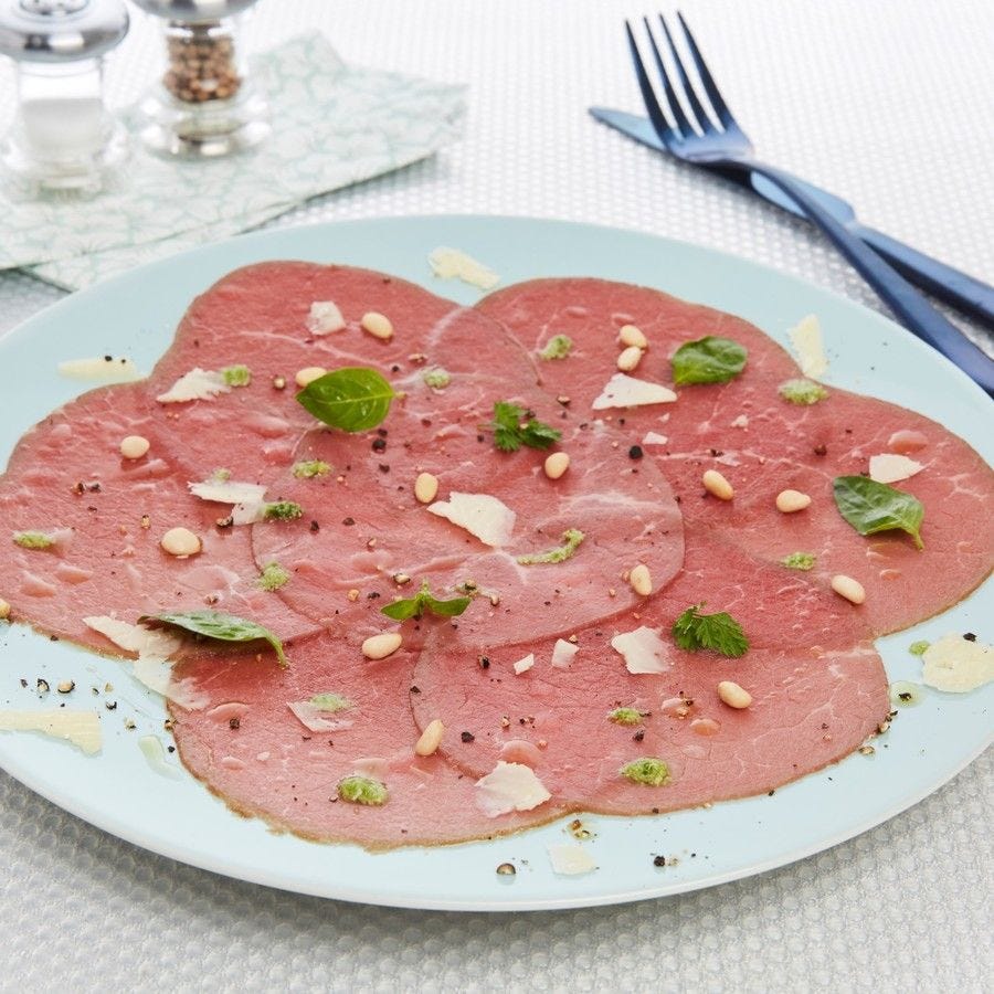 Carpaccio de bœuf fumé