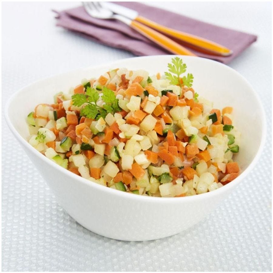 brunoise de légumes blanchie