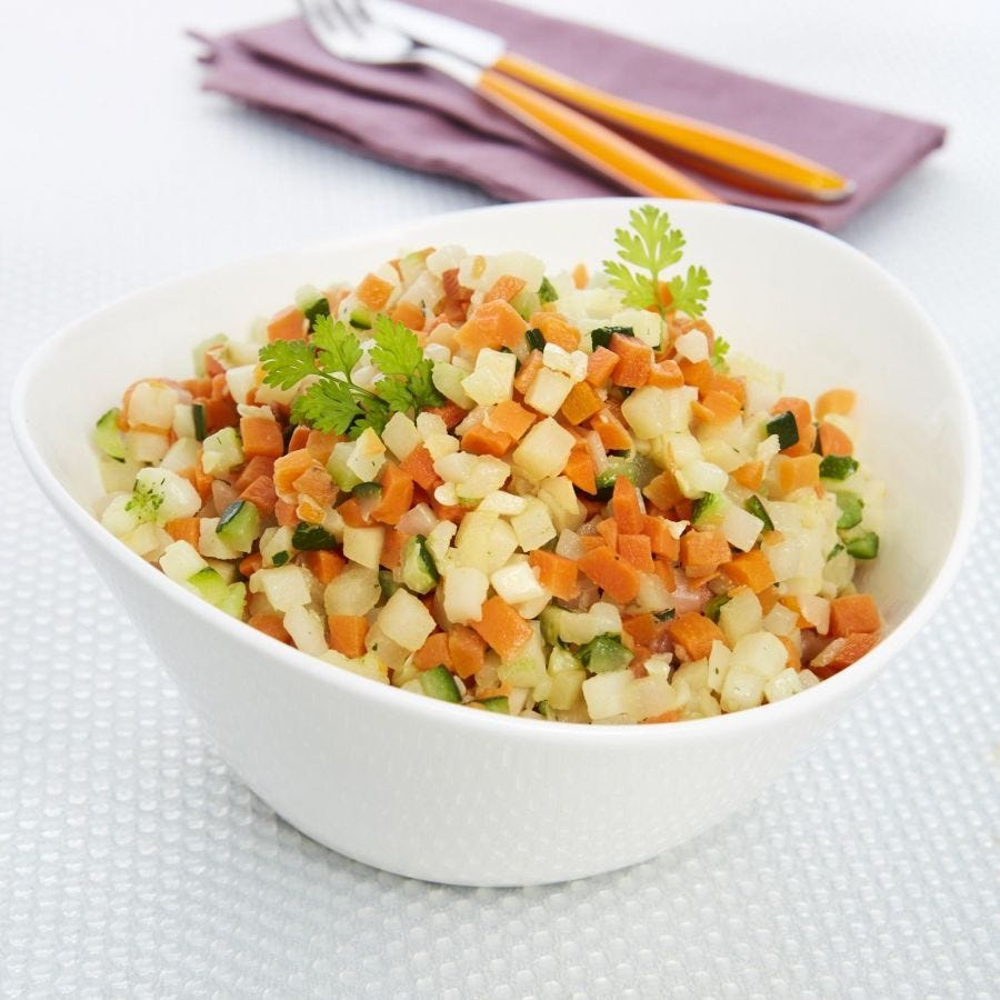 Brunoise de légumes blanchie