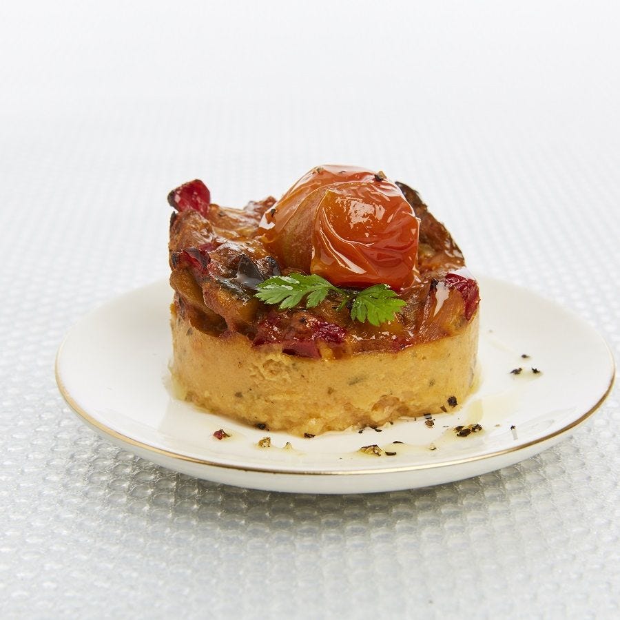 Fondant de tomate basilic et ratatouille
