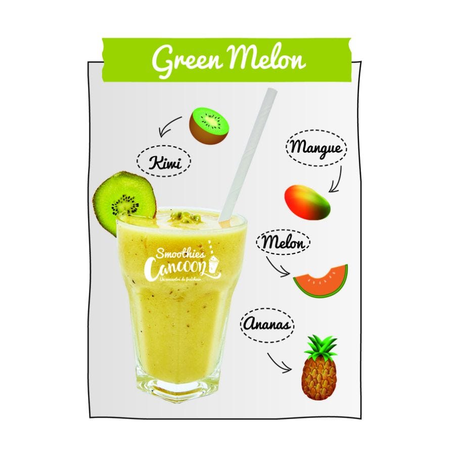 Smoothie mangue melon ananas kiwi Green Melon
