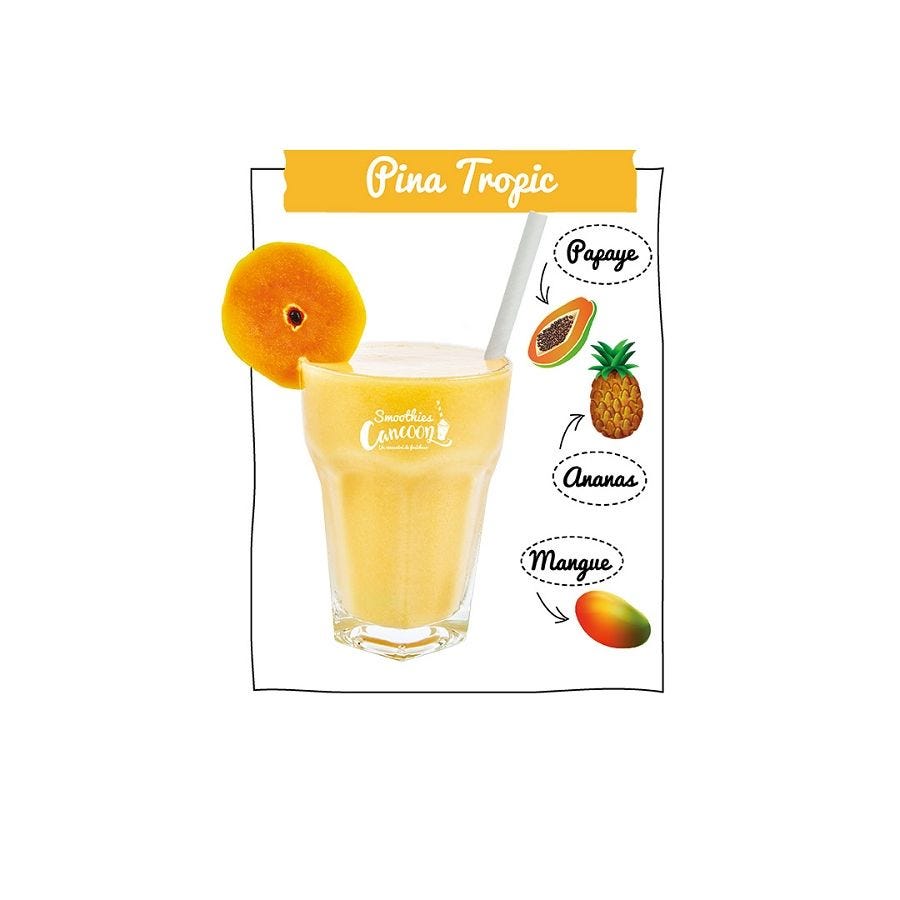 Smoothie papaye mangue ananas Pina Tropic