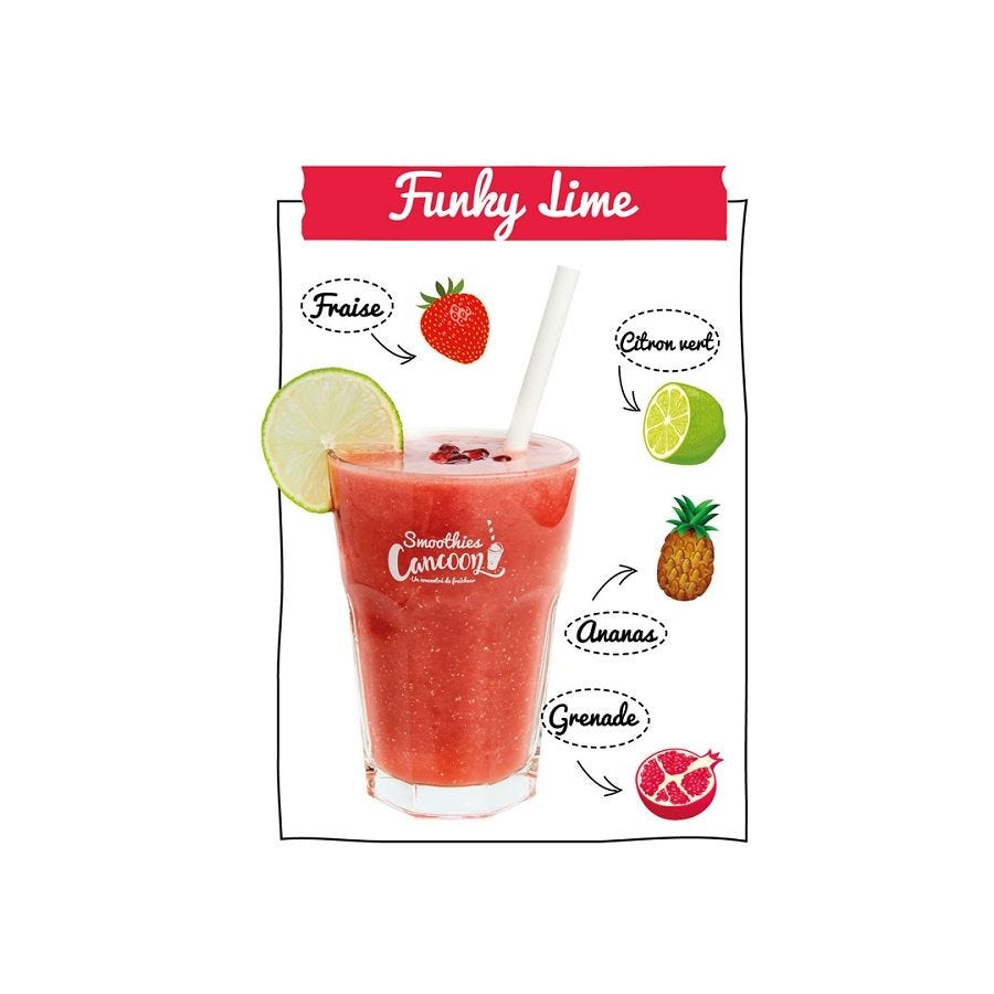 Smoothie Funky Lime fraise ananas grenade citron vert