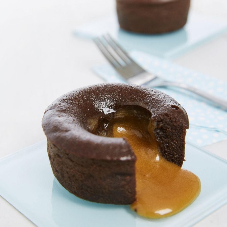 Cœur coulant au chocolat et caramel au sel de Guérande