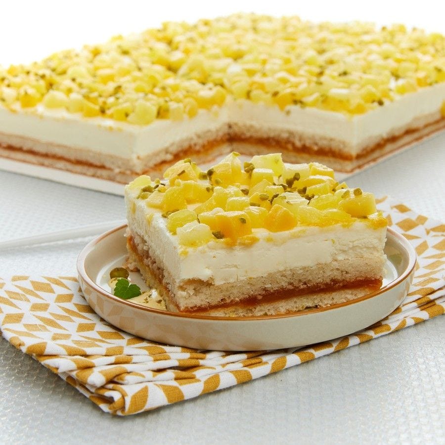 Cheesecake mangue fruit de la passion demi-cadre
