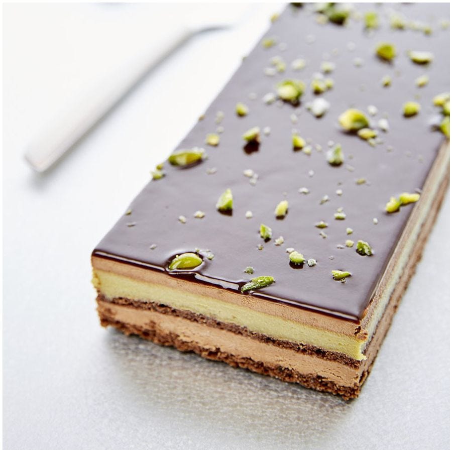 Entremets chocolat parfum pistache