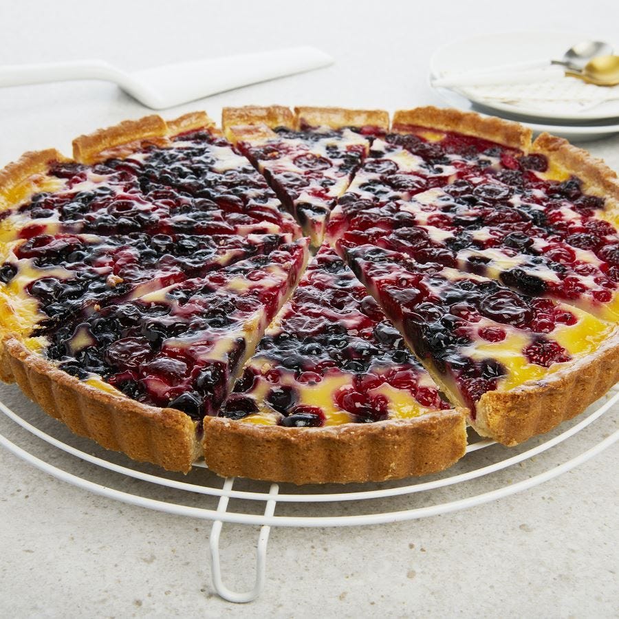 Tarte aux fruits rouges prédécoupée