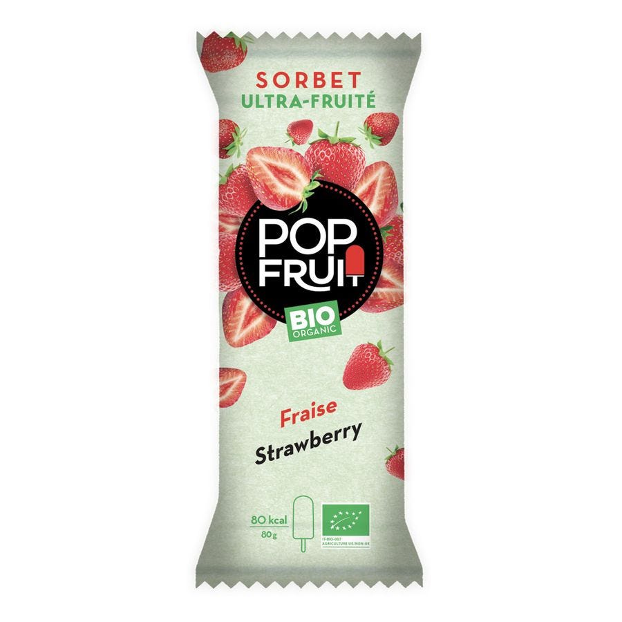 Bâtonnet sorbet plein fruit fraise bio