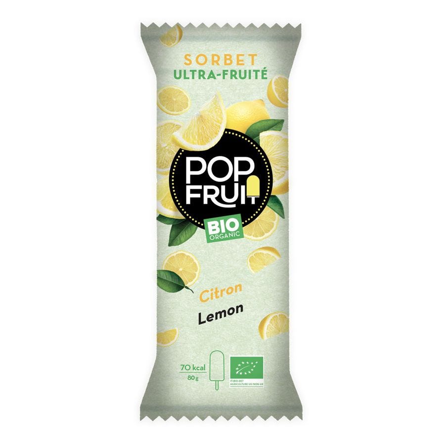 Bâtonnet sorbet plein fruit citron bio