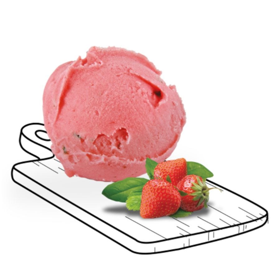 Sorbet fraise mara des bois basilic artisanal