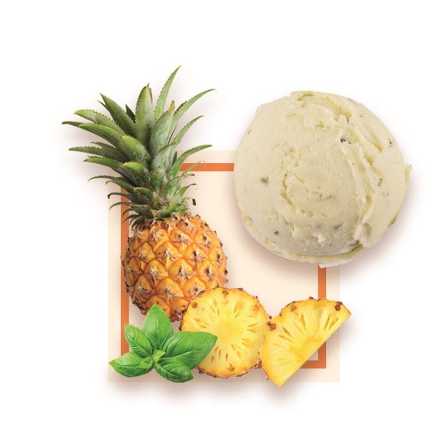 Sorbet plein fruit ananas basilic artisanal