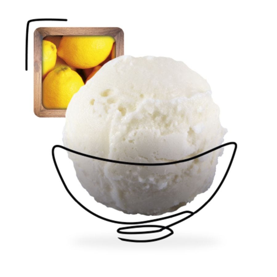 Sorbet plein fruit citron jaune de Sicile artisanal