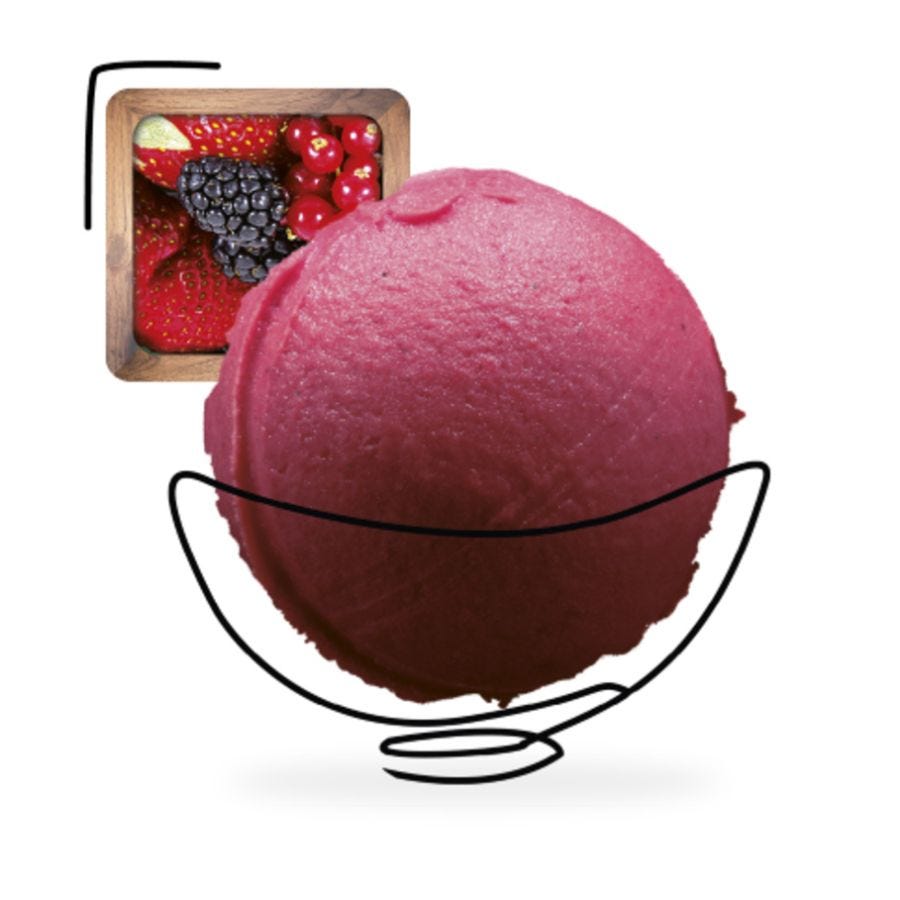 Sorbet plein fruit aux fruits rouges  artisanal