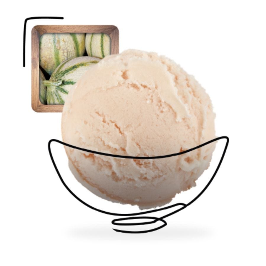 Sorbet plein fruit melon charentais artisanal