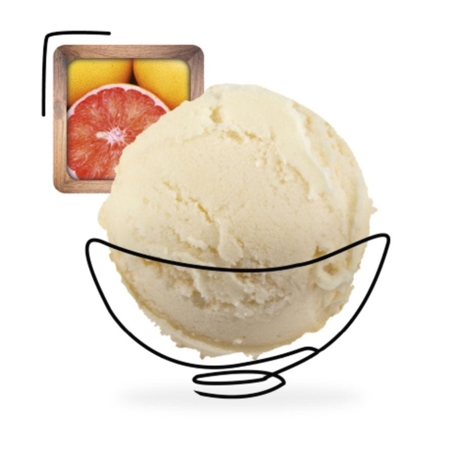Sorbet plein fruit pamplemousse rose artisanal
