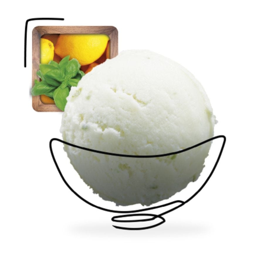 Sorbet plein fruit citron basilic artisanal