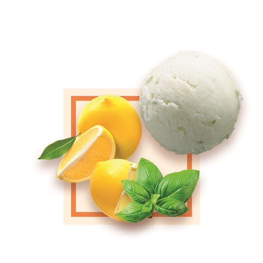 Sorbet plein fruit citron basilic artisanal