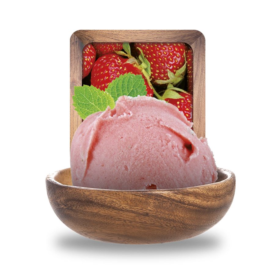 Sorbet plein fruit fraise menthe douce artisanal