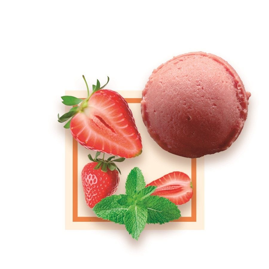 Sorbet plein fruit fraise menthe douce artisanal