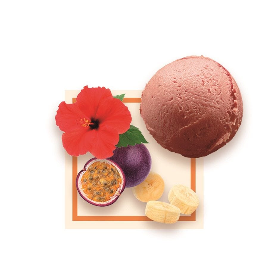 Sorbet plein fruit hibiscus passion banane artisanal