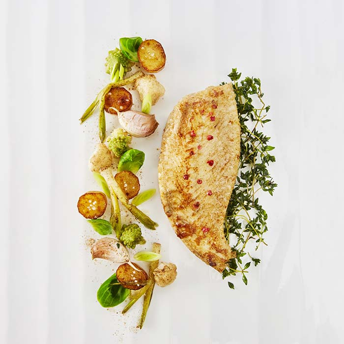 pave turbot grenaille sauce liveche
