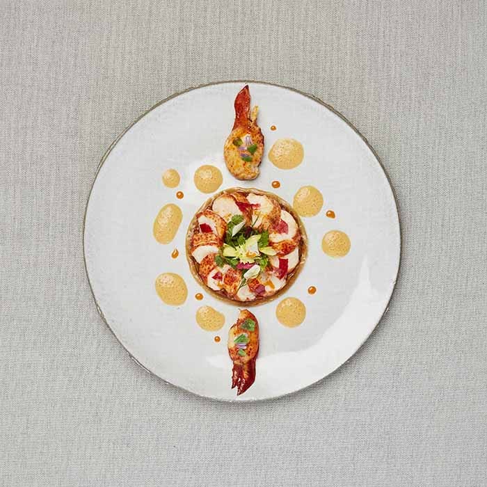 tarte fine homard condiments