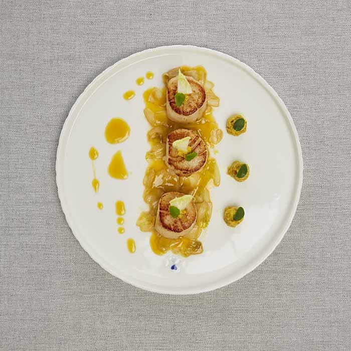 noix saint jacques saisies endives orange