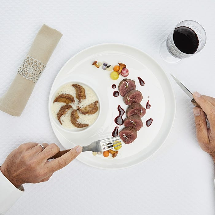 mignon cerf roti poivrade gyoza champignons