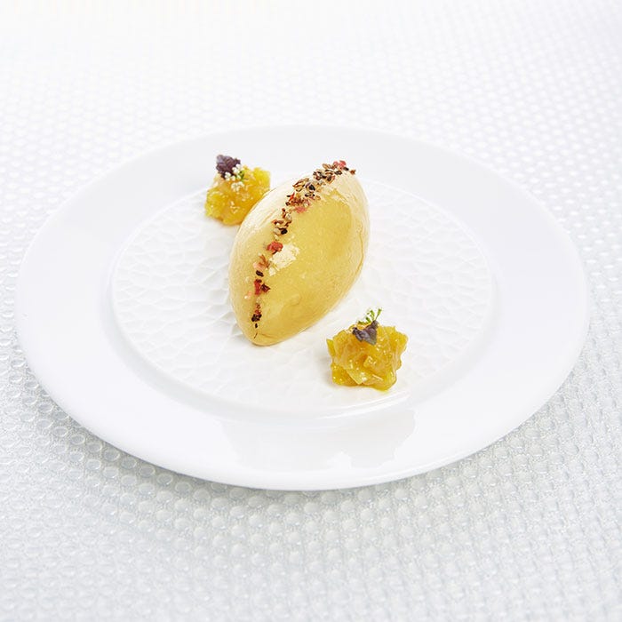 Quenelle de foie gras confit de poire/gingembre Réseau Krill
