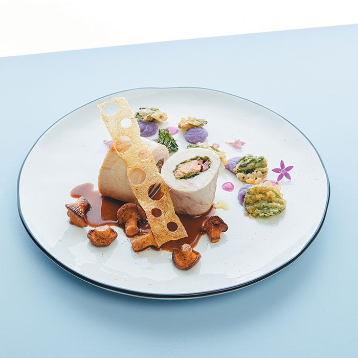 pave poularde foie gras chou girolles
