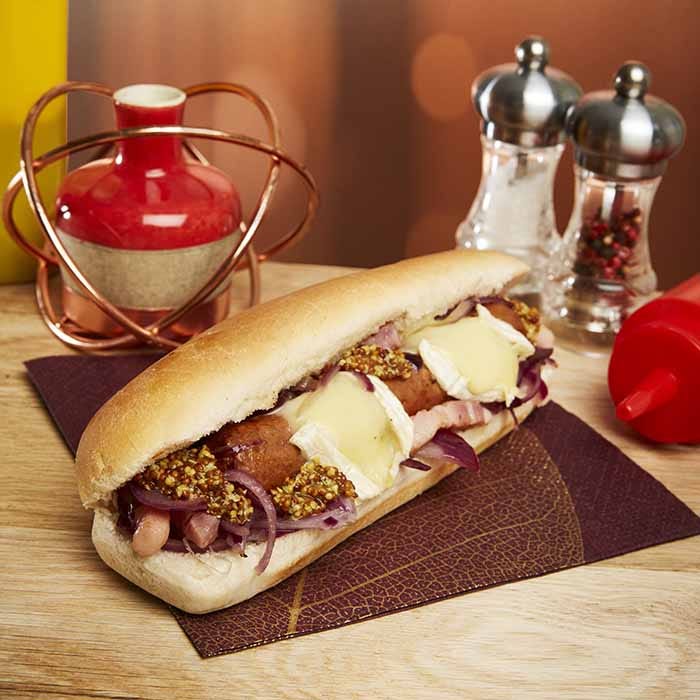 hot dog normand camembert merguez moutarde